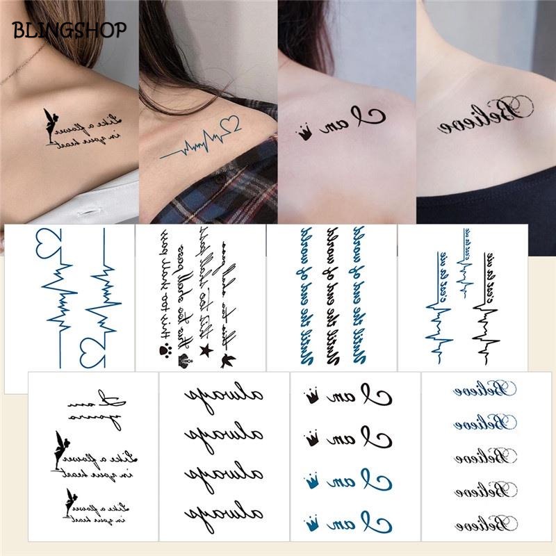 Temporary Tattoo Sticker Men Women Waterproof Long Lasting English Alphabet Flowers Tattoo 