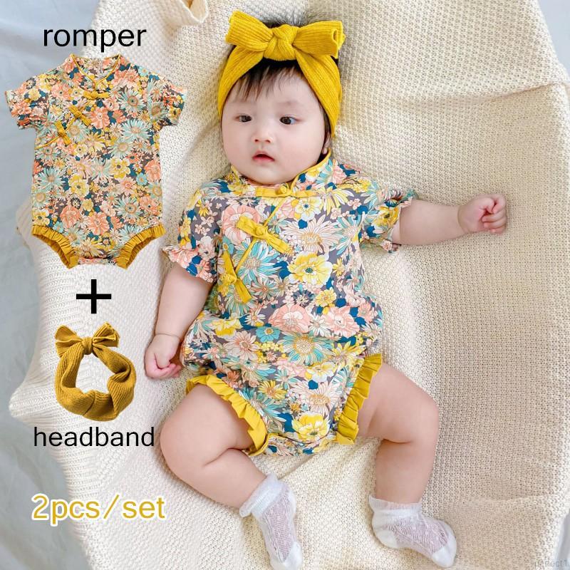 Baby Romper + Headband 2Pcs Set Newborn Elegant Jumpsuit Infant