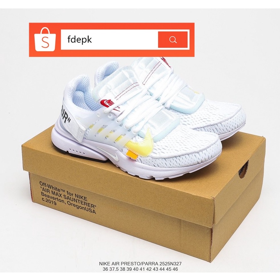 【4 Color】100% Original Nike Air Presto OFF-WHITE White/Black Sport Shoes  For Men & Women