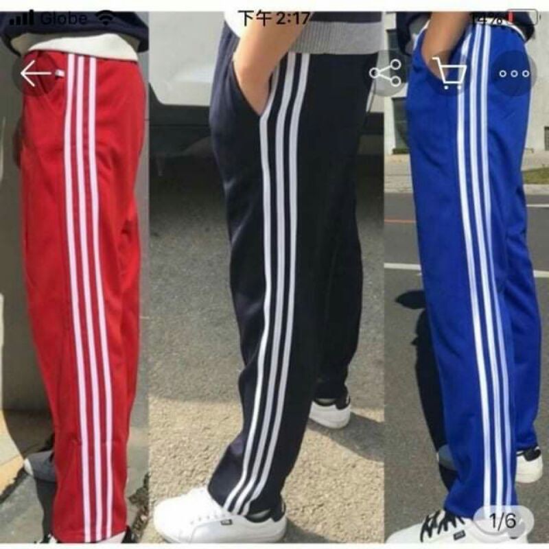 3 lines track pants plain(unisex) fit 27-34 waistline/ COD， | Shopee ...