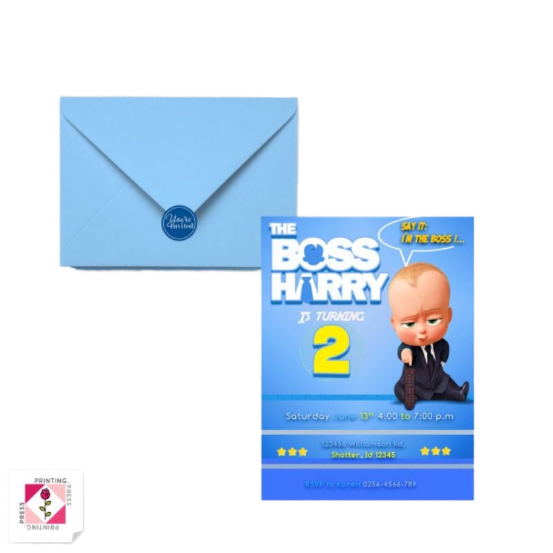 The Boss Baby Theme Birthday Christening Invitation Card Shopee Philippines