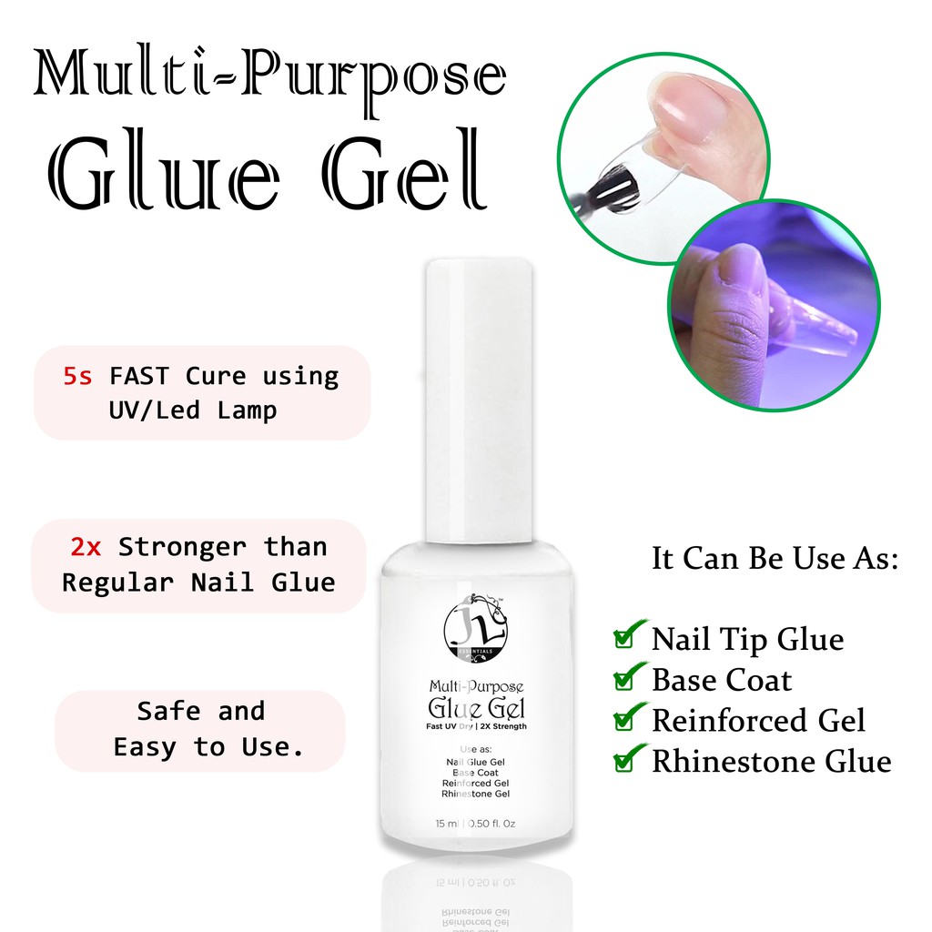 Multi Purpose Glue Gel Use as Nail Glue / Base Coat / Rhinestone Glue