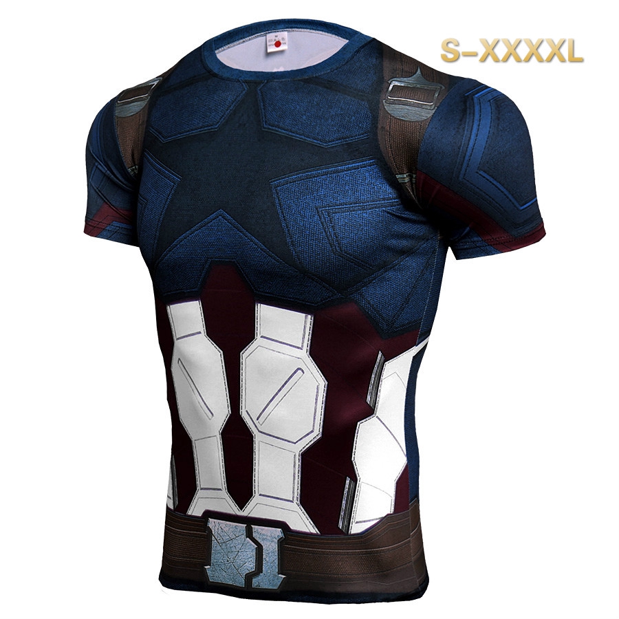 Captain America Men s Fitness Compression Shirt Gym tshirt Shopee Philippines