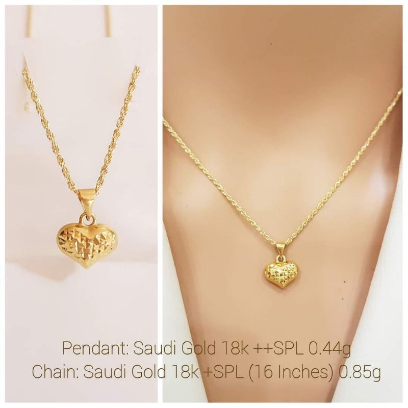 18K Saudi Gold Necklace with heart pendant Shopee Philippines