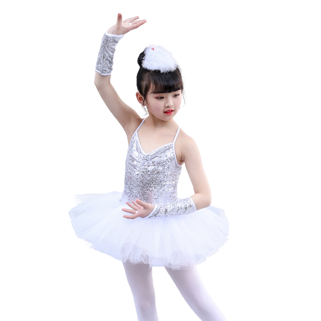 Lolanta Kids Girls White Pink Ballet Dress Sequins Swan Tutu Skirt ...
