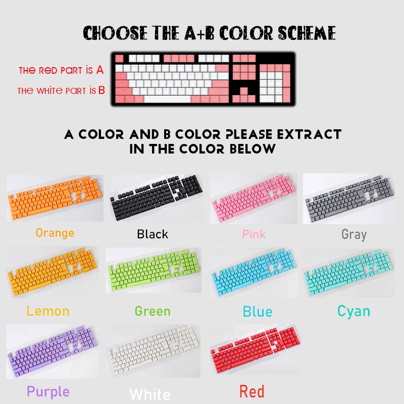 104-Key PBT Backlight Keycap Cute DIY Color ANSI Layout OEM Profile ...