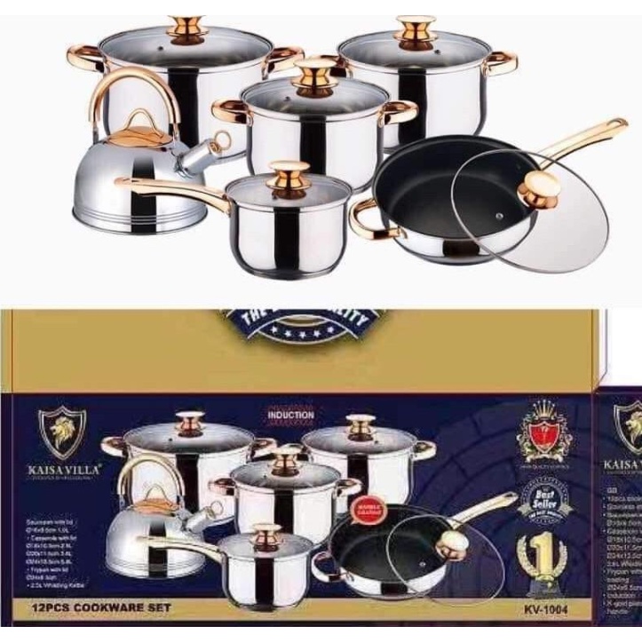 Kaisa Villa KV1004 12 Piece Stainless Steel Induction Cookware Set Shopee Philippines