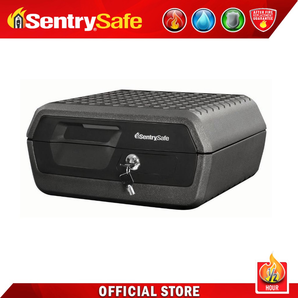 SENTRY SAFE CHW30200 Fire + Security Waterproof Small 10.9Liter Chest Vault with Tubular Key