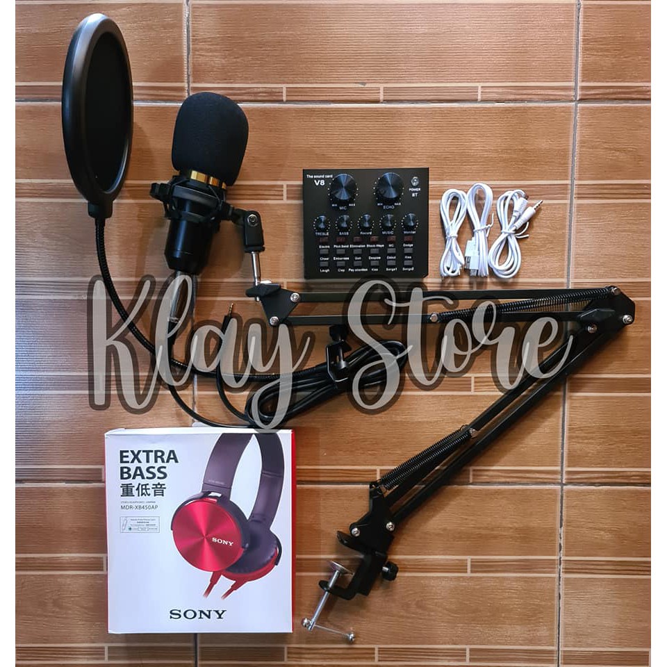 BM800 CONDENSER MIC WITH V8 SOUNDCARD AND HEADPHONE Shopee Philippines