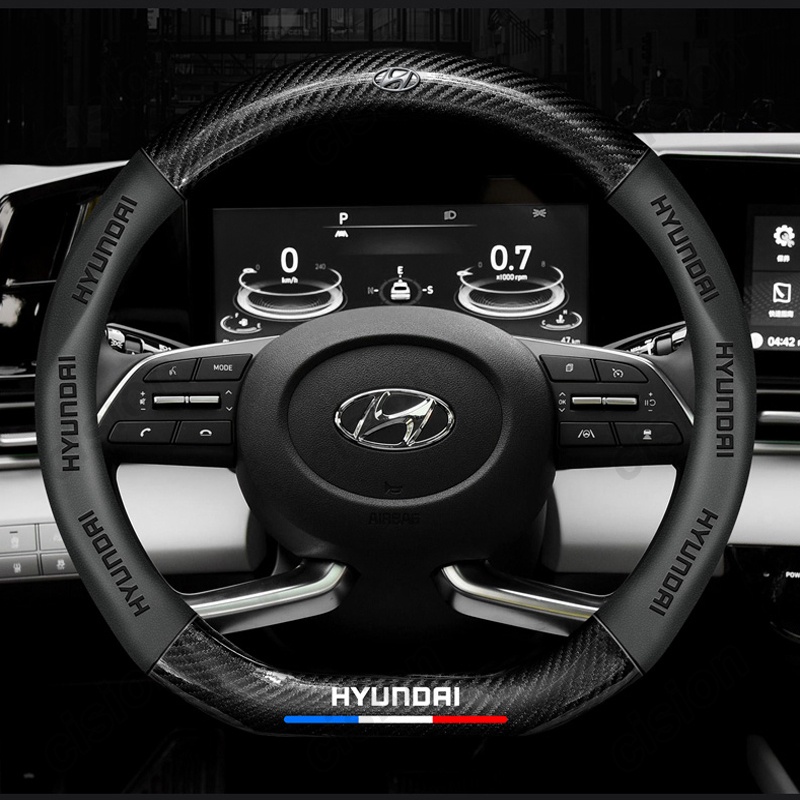 3D Embossing Carbon fiber Genuine Leather Car steering wheel cover For