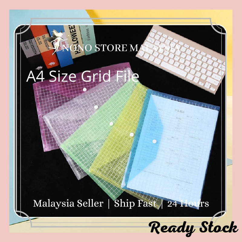 NONO.A4 Size Grid Transparent Paper File Folder Clear Document Bag ...