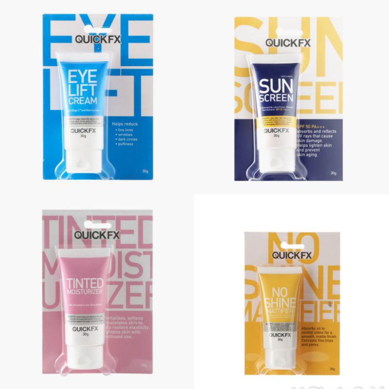 Quickfx Sunscreen 30grams/ QuickFx eye lift cream 30grams/Tinted