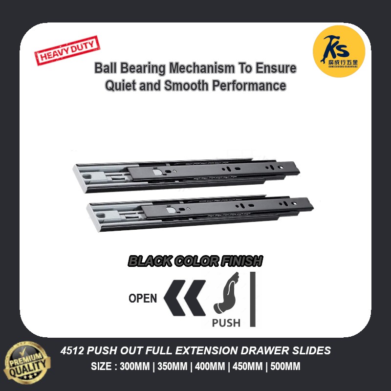 4512 Push Out Full Extension Drawer Slides ( SIZE: 300MM 350MM 400MM ...