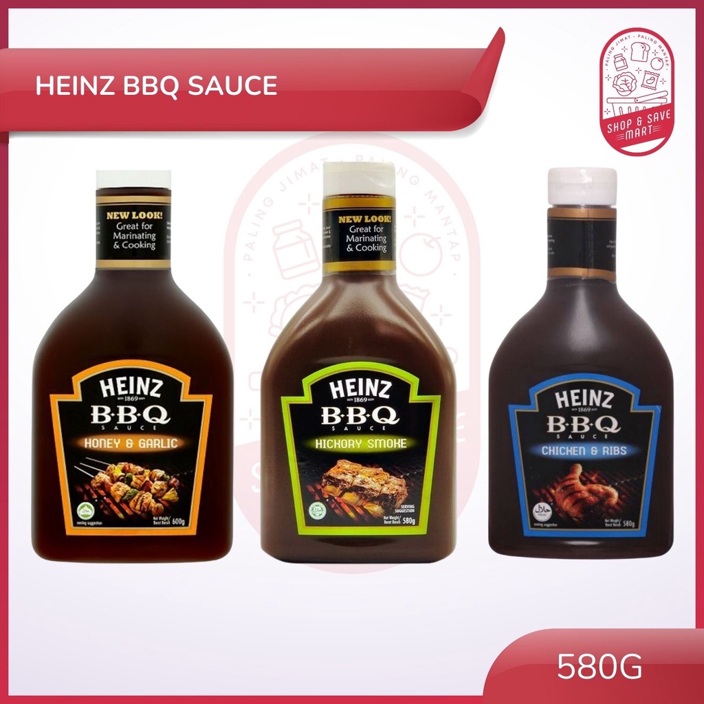 Heinz Bbq Sauce 580g Flavor Hickory Smoke Honey And Garlic Chicken And Ribs Sos Bbq Heinz