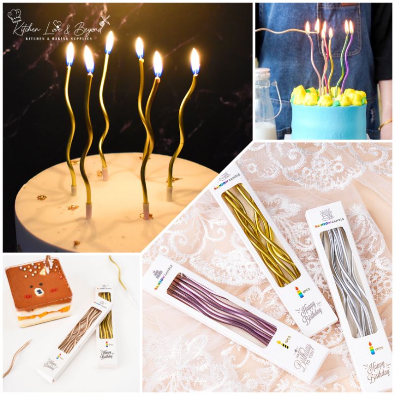 Long Thin Cake Candles Metallic Birthday Candles Long Thin Candles In Holders For Birthday Wedding Color Cake Topper - 15 - View #5