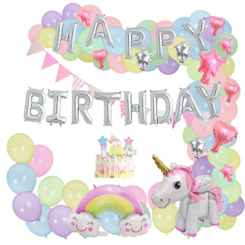 68pcs/set 3D Unicorn Balloon Garland Birthday Party Decorations Kids ...