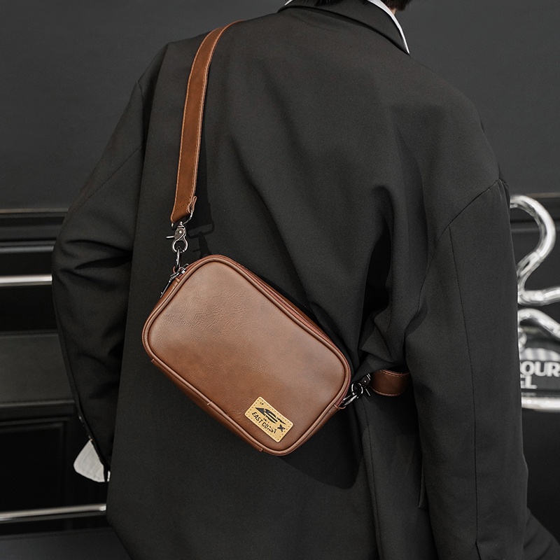 Men Leather Mini bag crossbody bag Business Satchel Phone bag shoulder