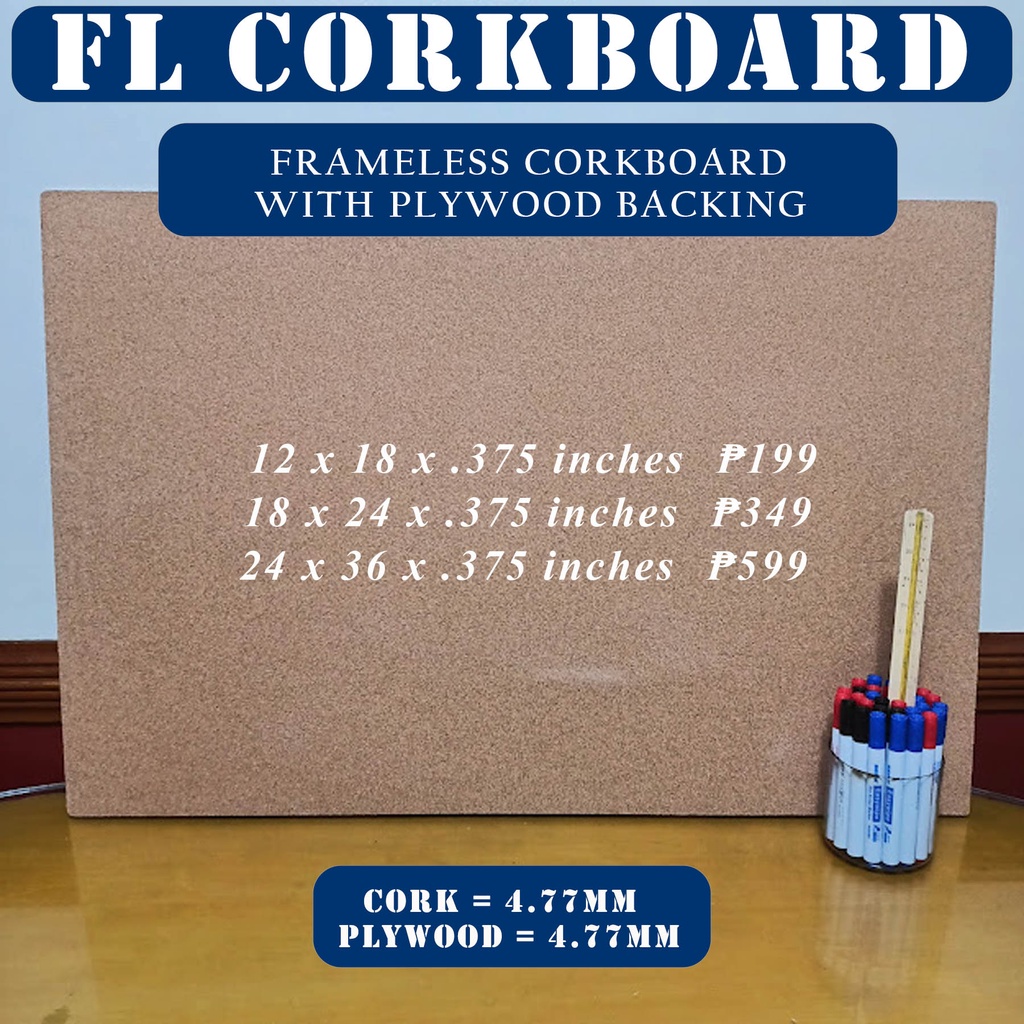 Frameless Corkboard Bulletin Boards with Plywood Backing pciMKTG