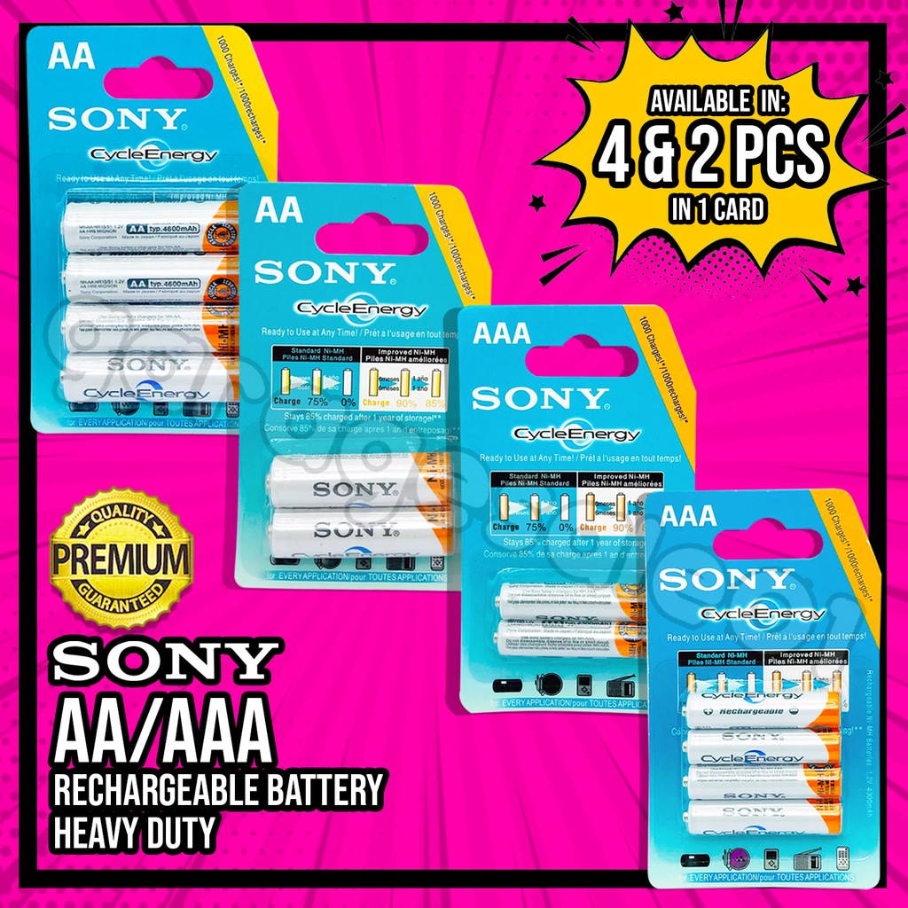 SONY Rechargeable Battery AA/AAA 4IN1/2IN1 Heavy Duty | Shopee Philippines
