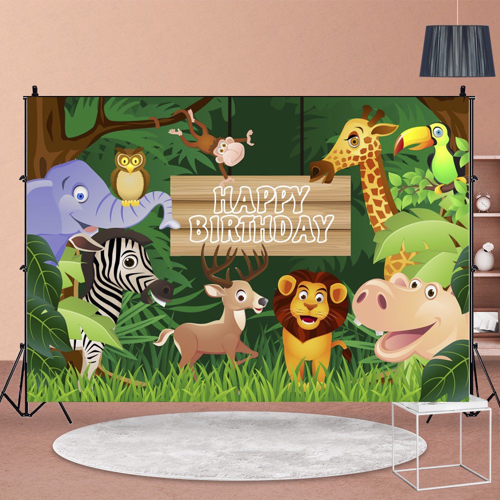 MMTX 150 * 100CM Jungle Animal Birthday Party Background, Cartoon ...