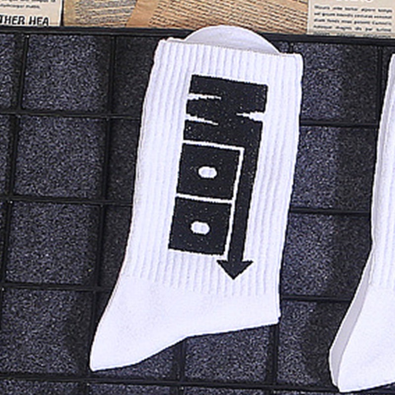 Fashion Socks Korean Men Sock Black White Medyas Long Socks Mid Cut ...