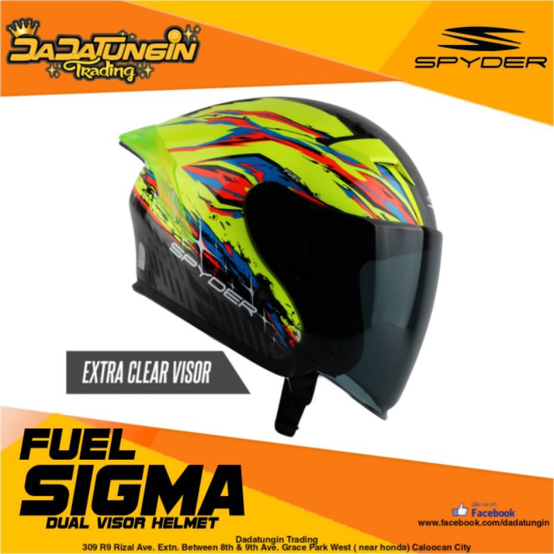 SPYDER Fuel Half Face Dual Visor Helmet GD w/ Free Extra Clear