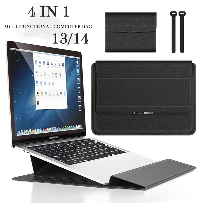 4 in 1 Folding Laptop Leather Case + For Any Laptop Macbook Laptop iPad