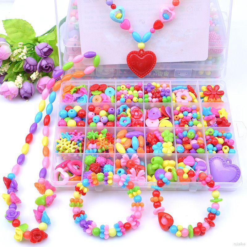 Kids Girls Beads Set DIY Handmade Necklace Bracelet Jewellery Making Kit Educational Toys