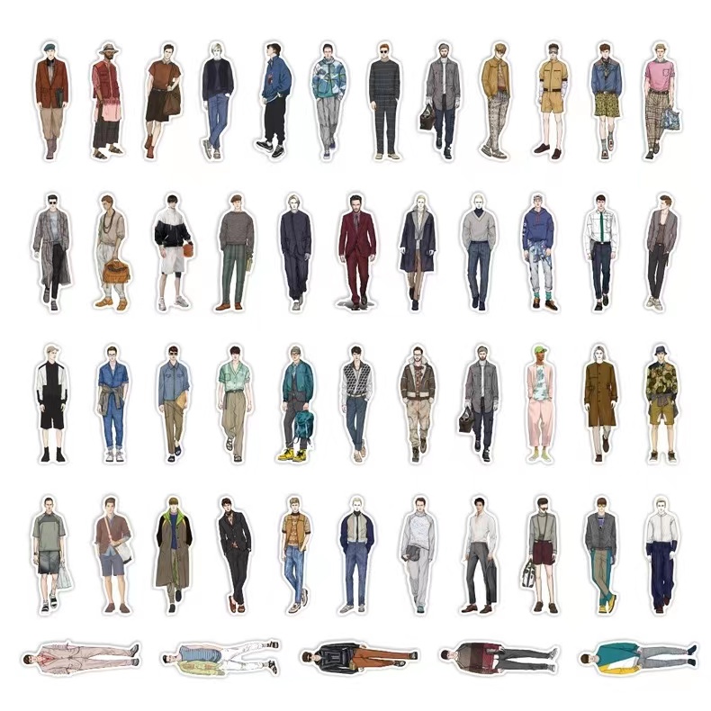 xs572-50pcs fashion catwalk male model graffiti waterproof sticker ...