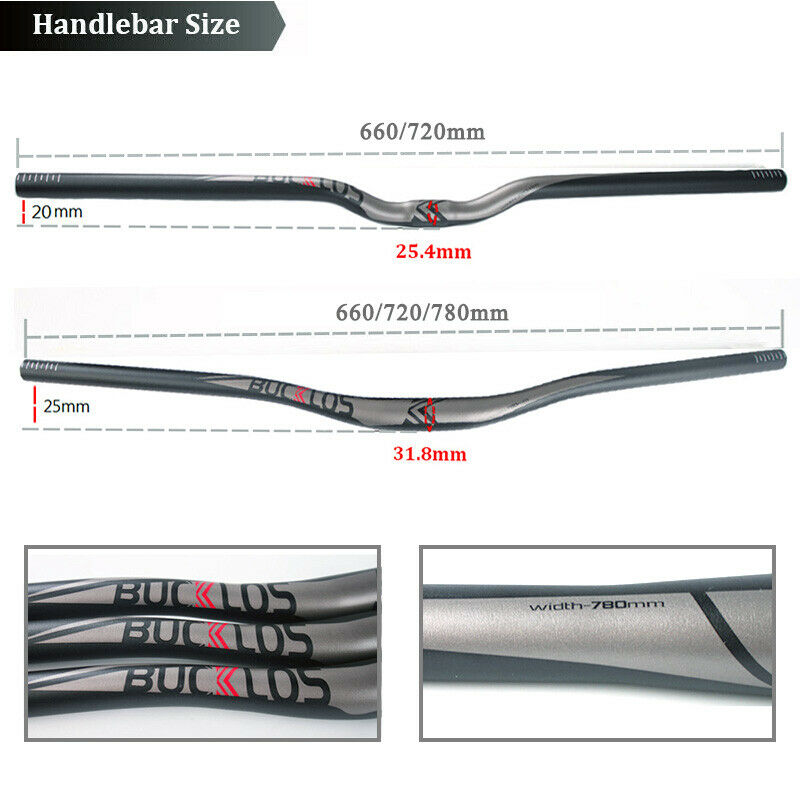 BUCKLOS 25.4 31.8mm MTB Handlebar Mountain Bike Flat Riser Bar AL 660 720 780mm Handle Bar Bicycle Accessory