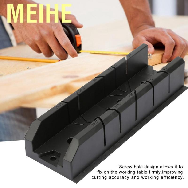 Miter Saw Box – 9.8″–12″ Adjustable Angle Cutting Guide For Wood, Gypsum & Tile, 0/22.5/45/90 Degrees