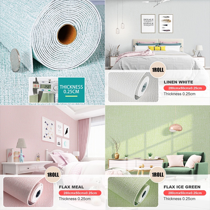 2.8m*0.5m*2.5mm 3D Linen Wallpaper PE Foam Waterproof Anti-collision ...