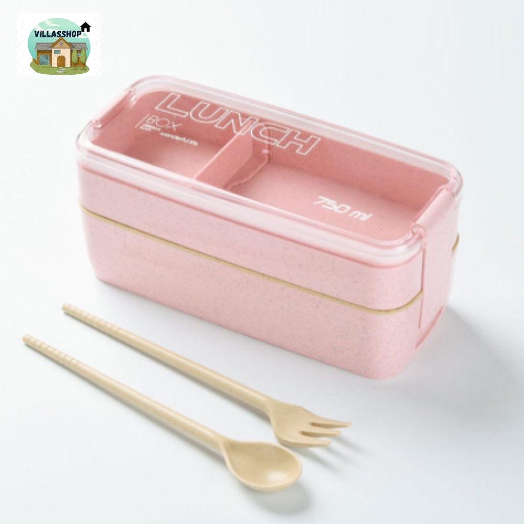 Wheat Straw Lunch Box with Spoon Set ( 3 Layers) | Shopee Philippines