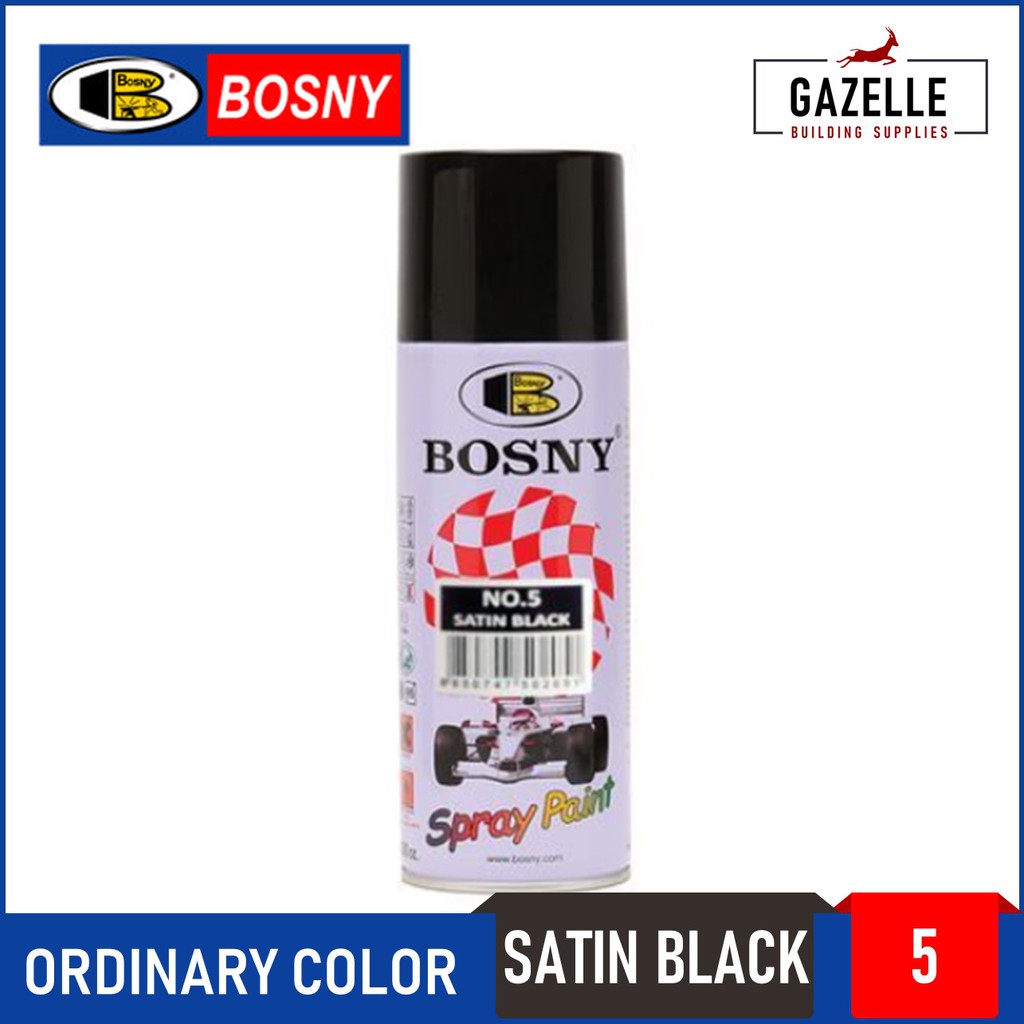 Bosny Ordinary Color Acrylic Spray Paint - 5 Satin Black | Shopee ...