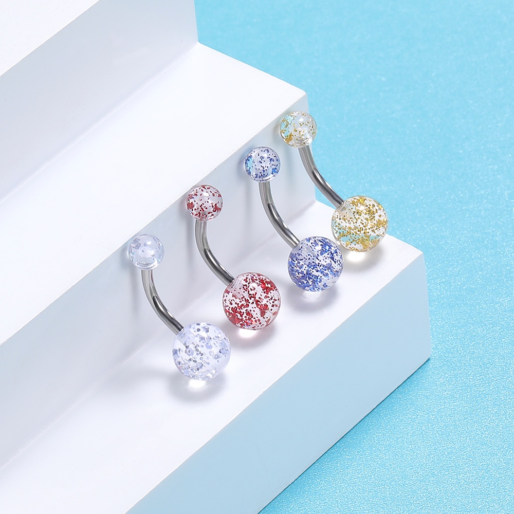 1 Pc Acrylic Belly Rings 7 Colors Navel Piercings Stainless Steel Belly ...