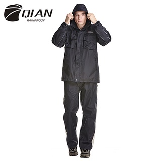 QIAN Raincoat Suit Impermeable Women/Men Hooded Motorcycle Poncho Rain Coat  Motorcycle Rainwear S-4XL Hiking