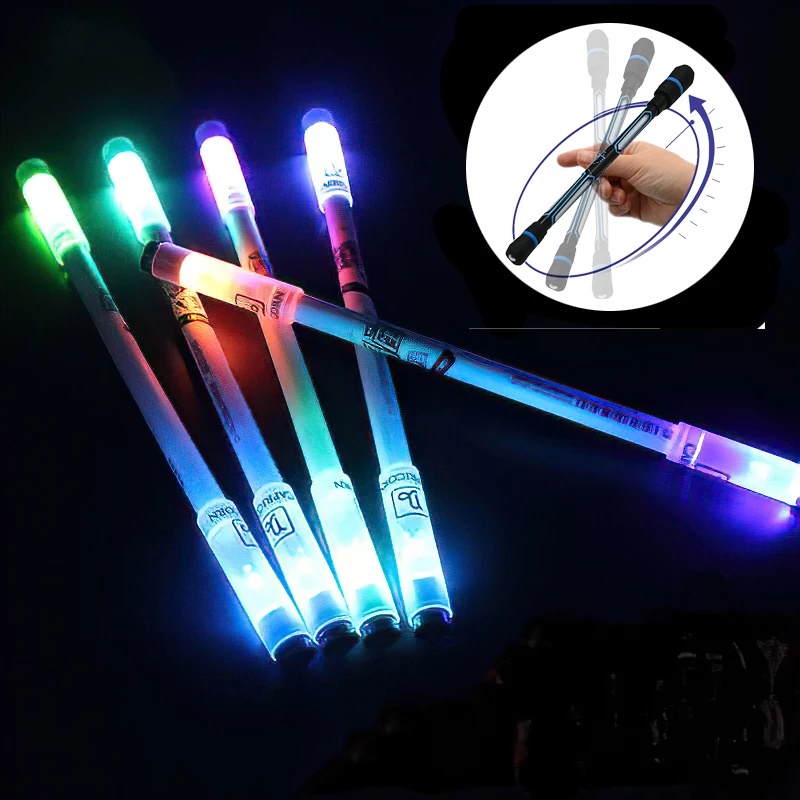 Ready Stock Gaming Spinning Ballpoint Pen Cool Rotating LED Flash Gel ...