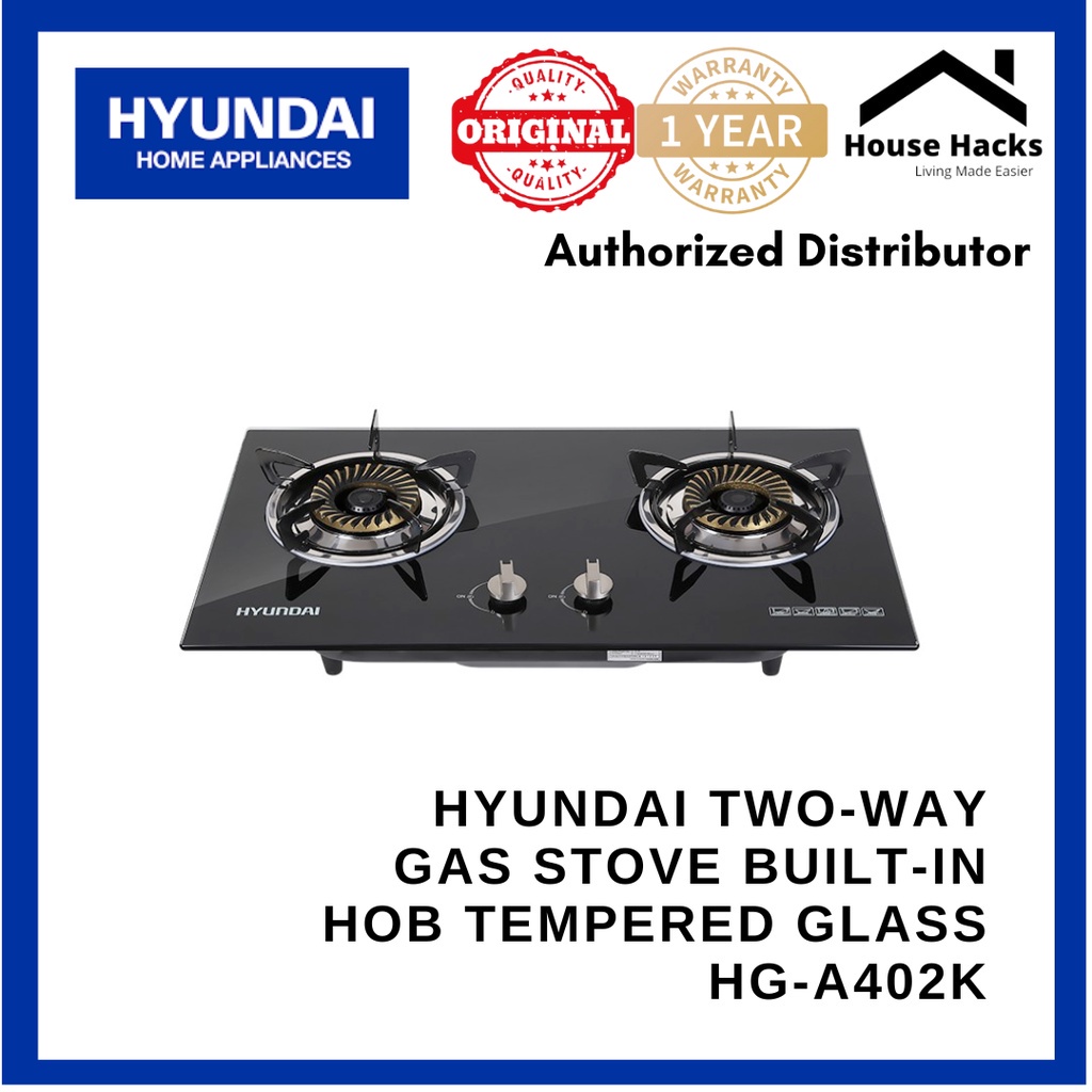 HYUNDAI TwoWay Gas Stove BuiltIn Hob Tempered Glass HGA402K (House