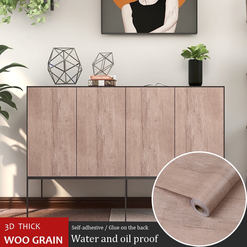 Wood grain sticker waterproof wallpaper moistureproof PVC self adhesive ...