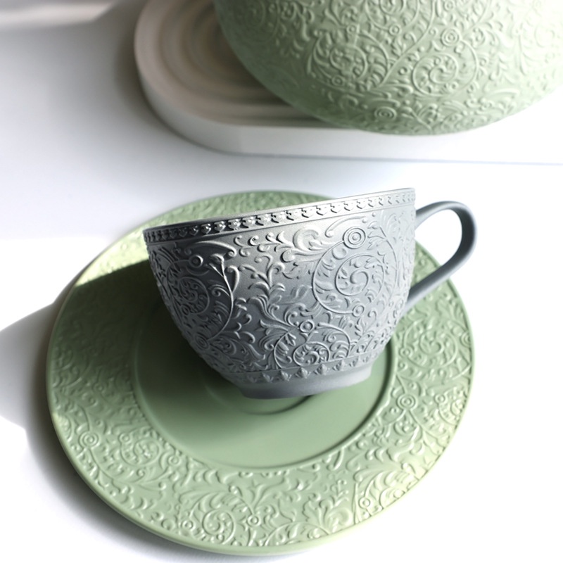 COD Medieval ceramic latte coffee cup retro style coffee cup plate ...