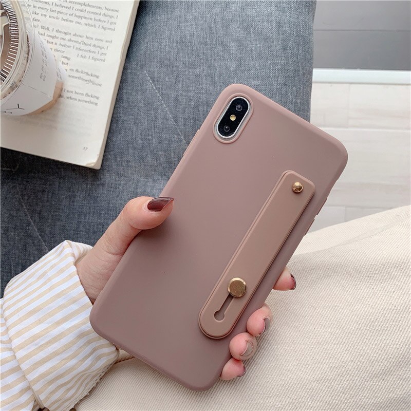 Wrist Strap Hand Band Soft Silicone Phone Case For iPhone X XS