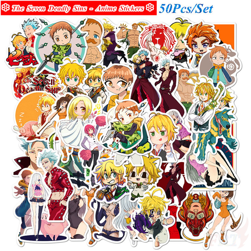 ❉ The Seven Deadly Sins - Series 01 Anime Meliodas Elizabeth Liones Hawk  Stickers ❉ 50Pcs/Set Waterproof DIY Fashion Decals Doodle Stickers