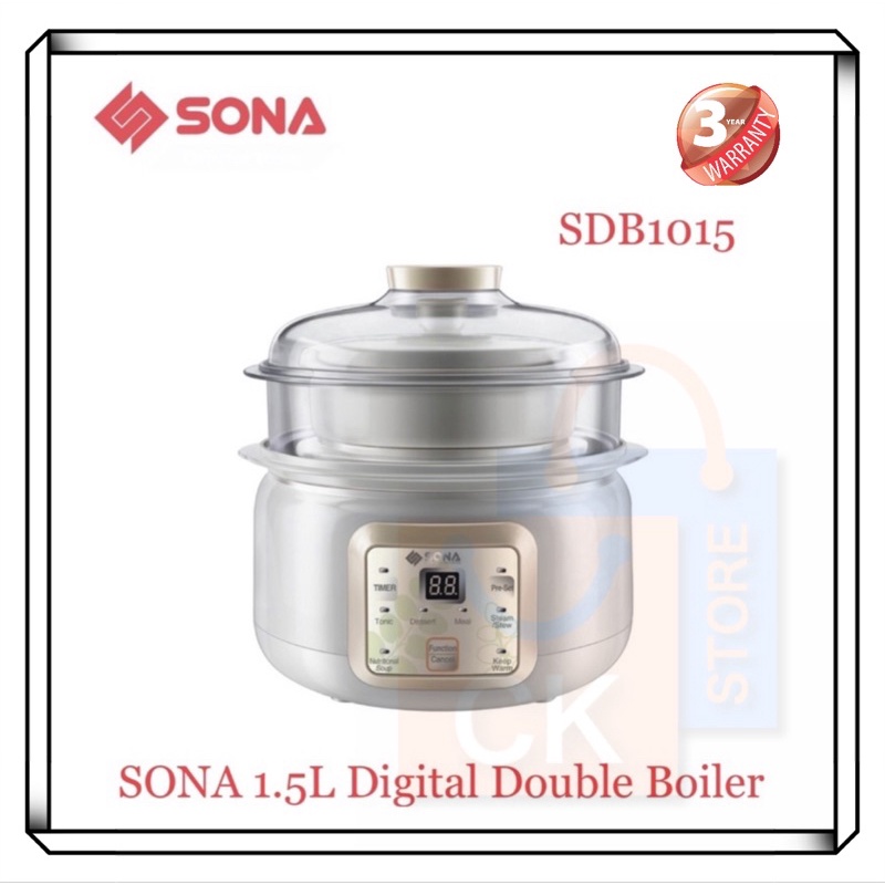 SONA 1.5L Digital Double Boiler SDB 1015 SDB1015 (3 Year Warranty on