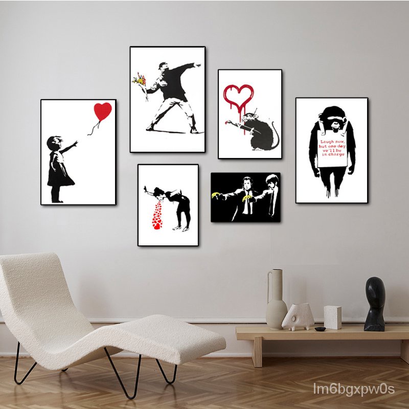 Banksy Graffiti Artwork Canvas Painting Girl With Red Balloon Poster ...