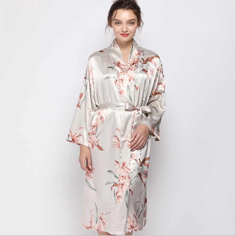 Silk floral outlet robe