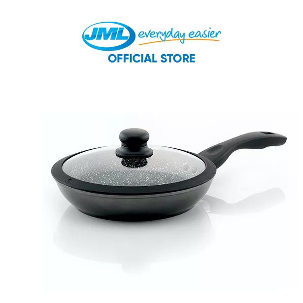 JML Stoneware Frying Pan Stainless Steel Flame Guard + Silicon Lid 24