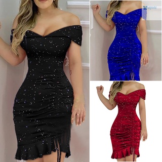 Womens Sexy Off Shoulder Bodycon Cocktail Dress Formal Evening Party Ball  Prom Pencil Dress