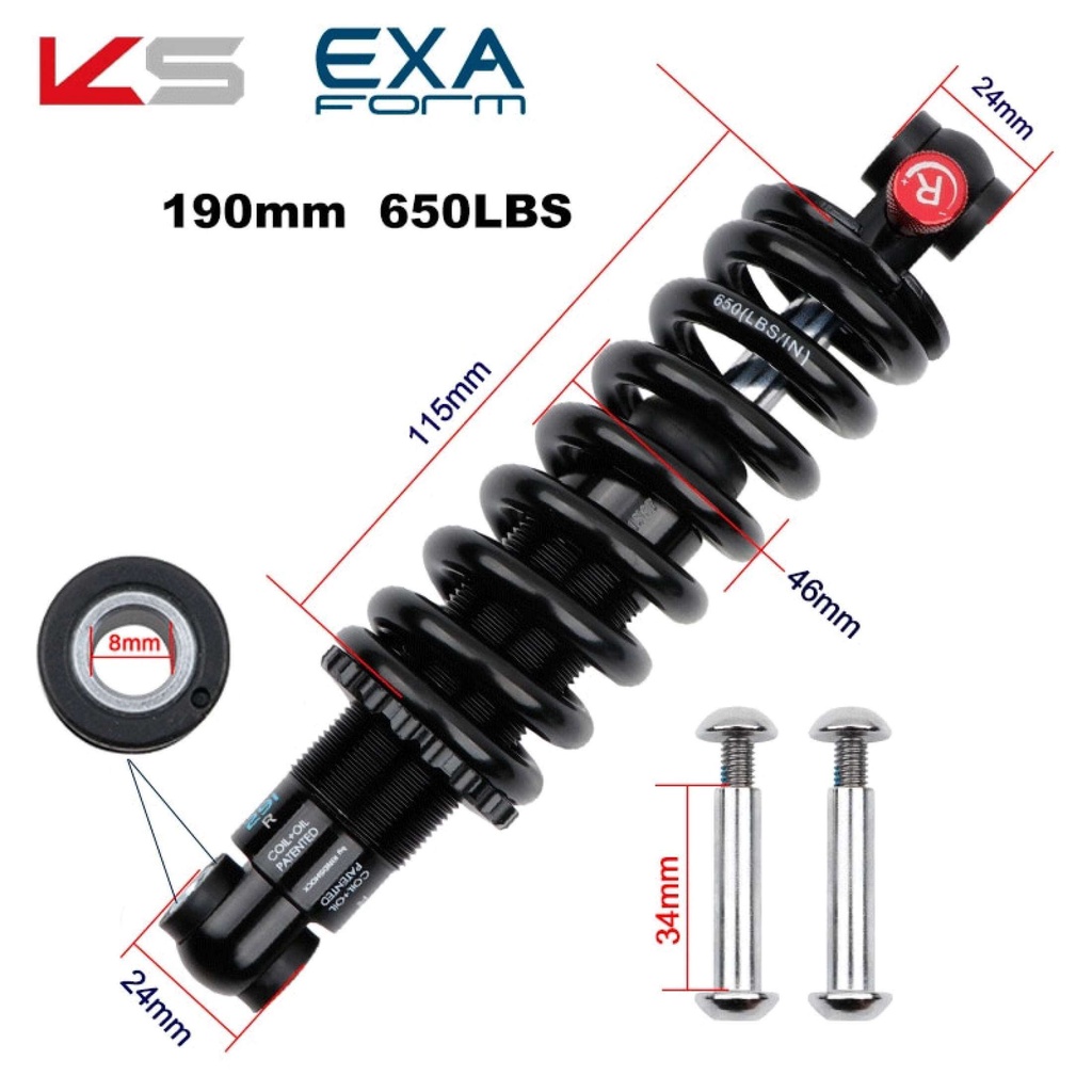 EXA 291R hydraulic spring rear shock absorber Mtb bicycle shock ...