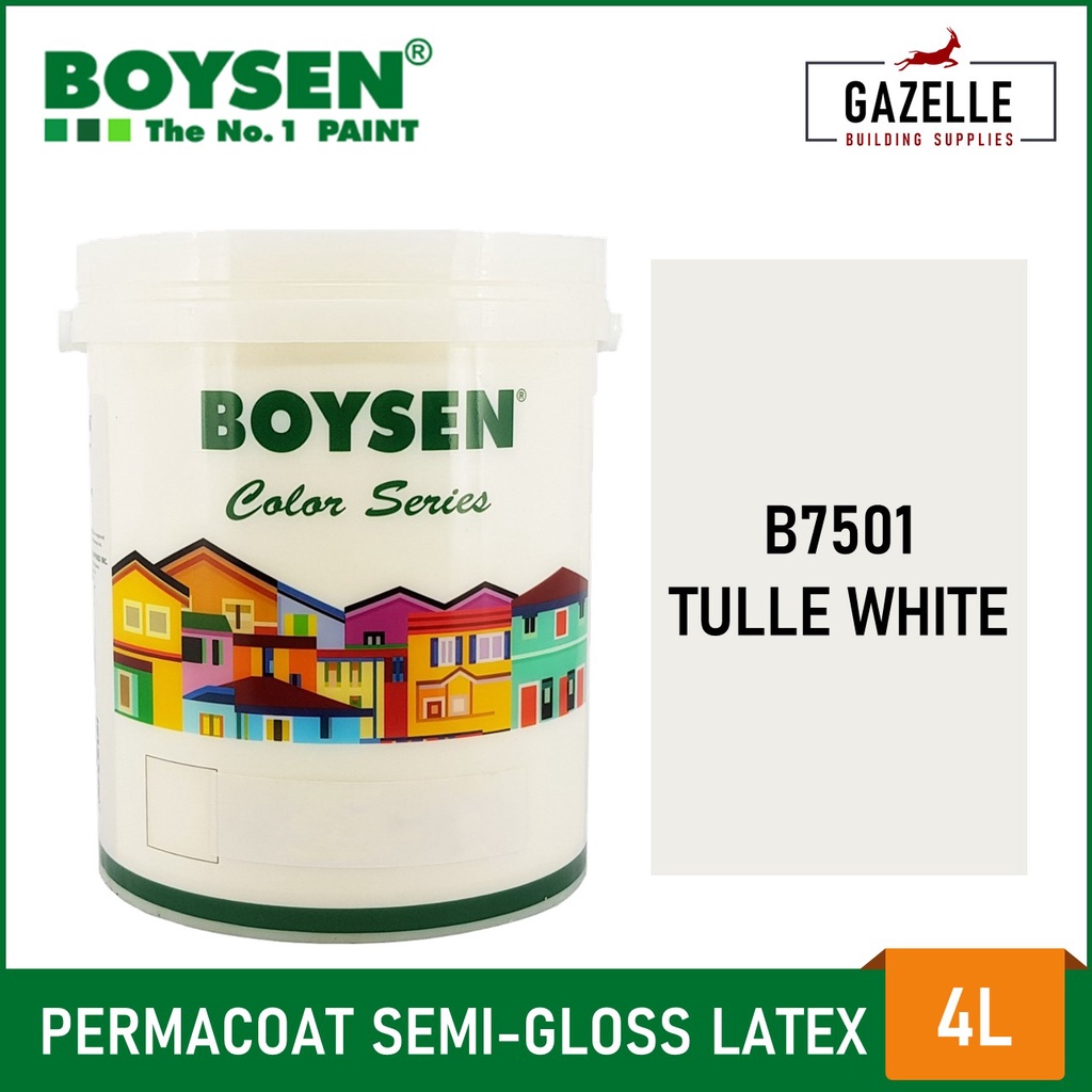 ☎Boysen Permacoat Semi-Gloss Latex Tulle White B7501 Acrylic Latex ...