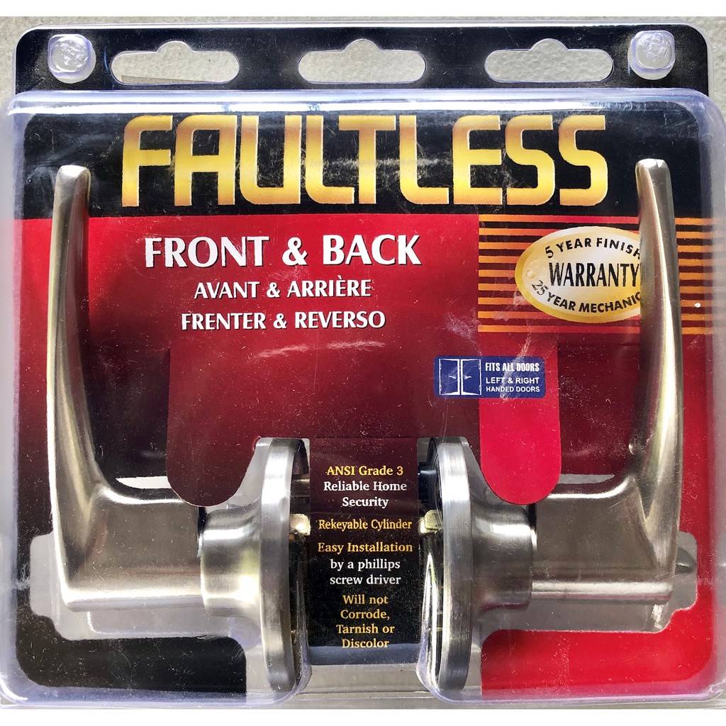 Faultless Front and Back Satin Stainless Steel Door Lock Shopee